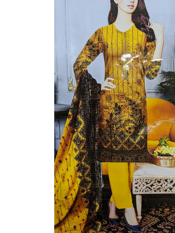 3Pcs Unstitched Digital Printed Lawn Suit For Women D-75 WU33