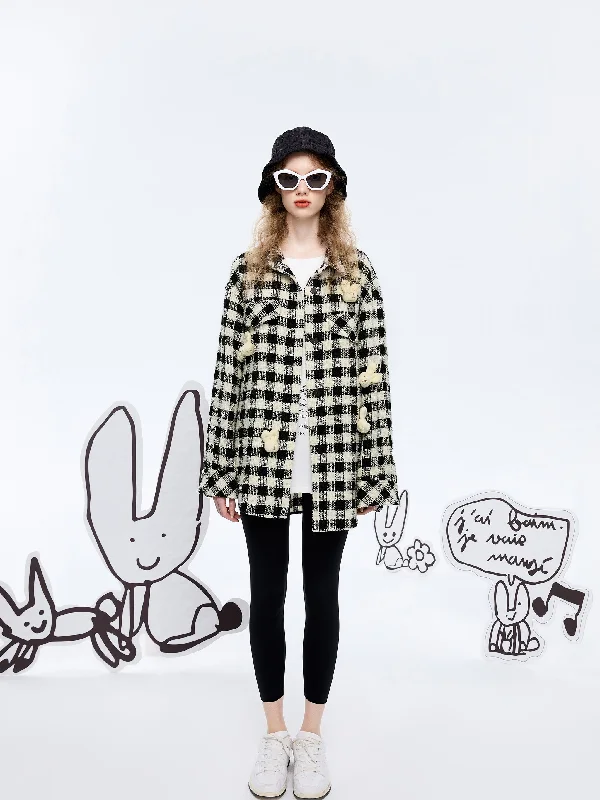 women's coats for everyday wear and tearBaby Bunny' Checkered Tweed Shacket