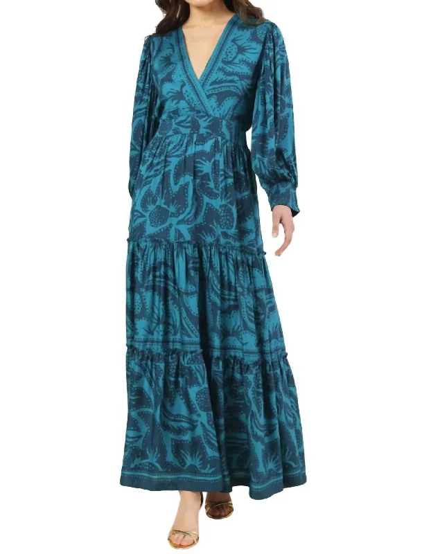 women's statement dressesSloan Bubble Sleeve Maxi Dress In Everglade