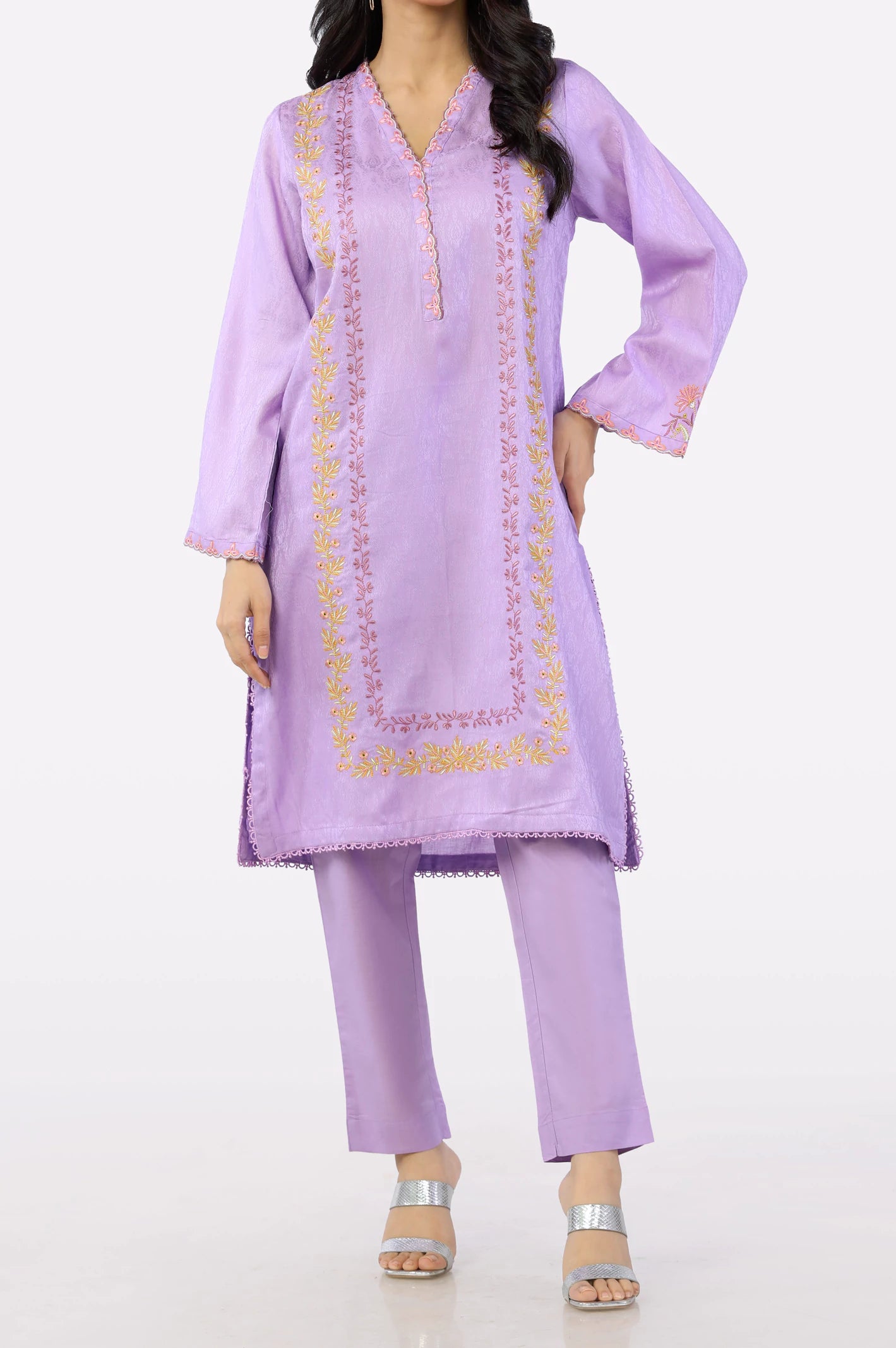 Purple Embroidered 2PC