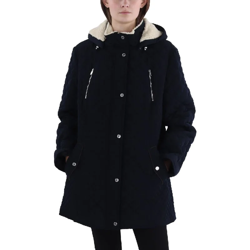 women's coats with sheer overlaysWomens Quilted Hooded Quilted Coat