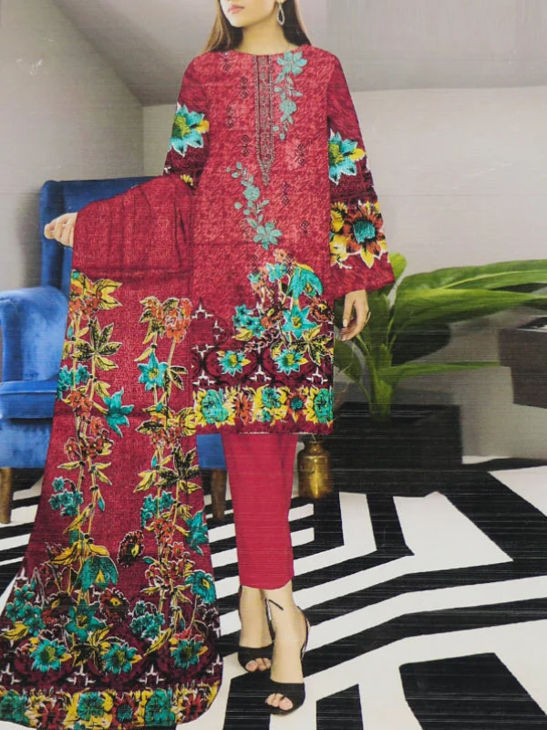 WU20 3Pcs Unstitched Digital Printed Lawn Suit For Women 92