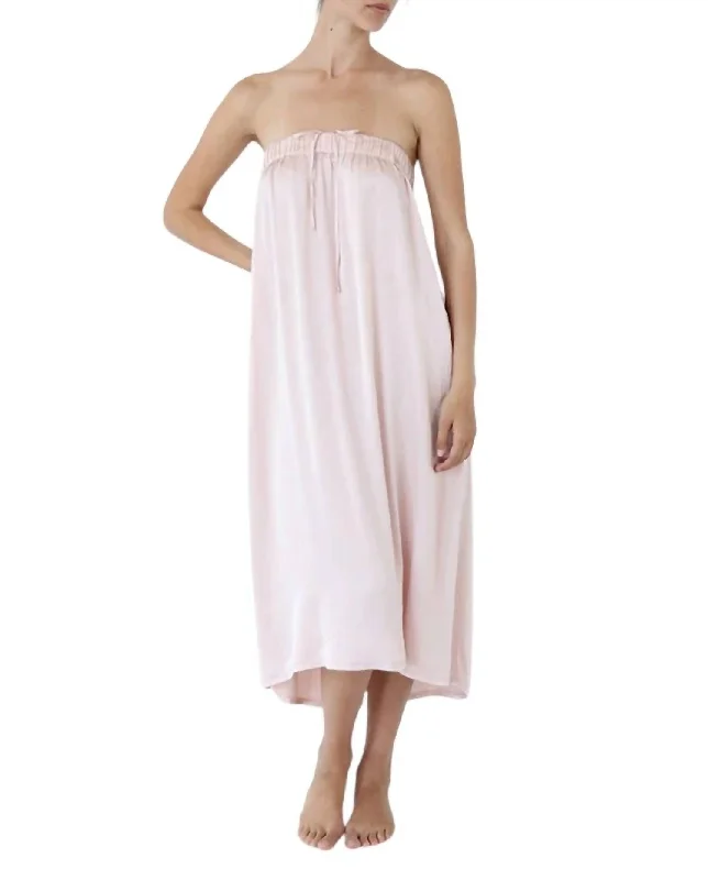 women's wedding guest dressesBella Maxi Satin Skirt/dress In Nude Pink