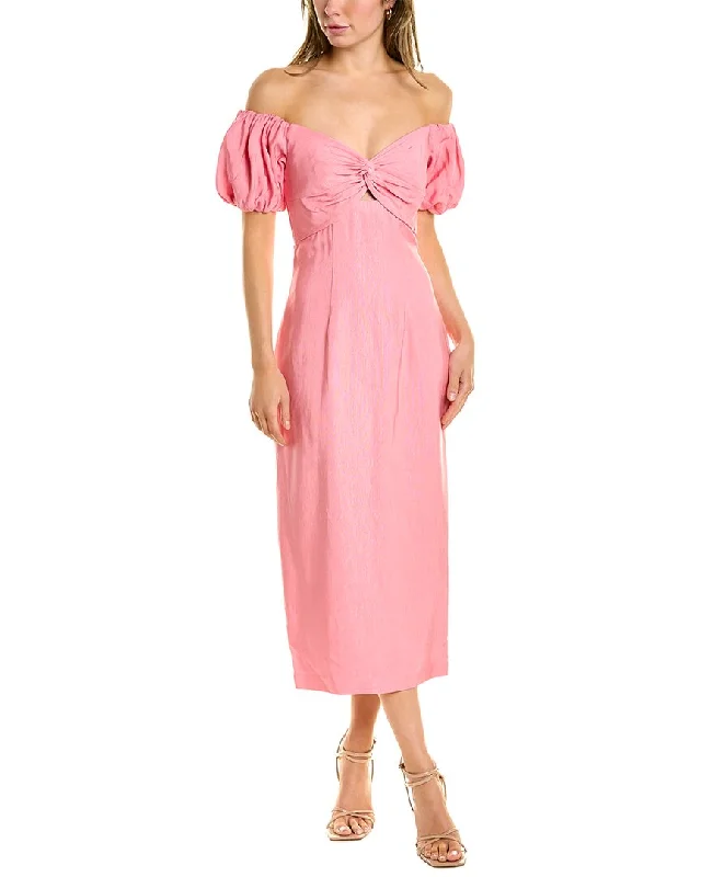 women's cocktail dressesML Monique Lhuillier Off-Shoulder Midi Dress