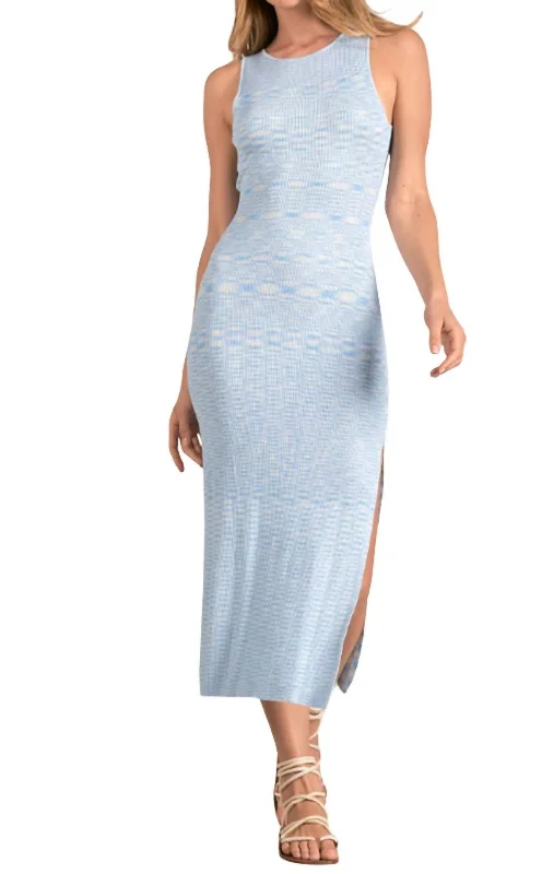 women's ethical fashion dressesTwist Back Ribbed Maxi Dress In Blue White