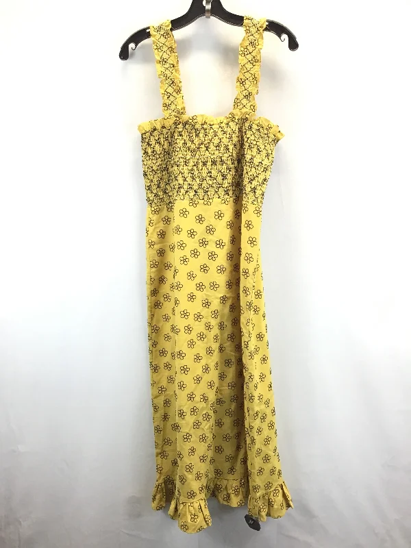 women's bell-sleeved dressesBlack & Yellow Dress Casual Maxi Clothes Mentor, Size L