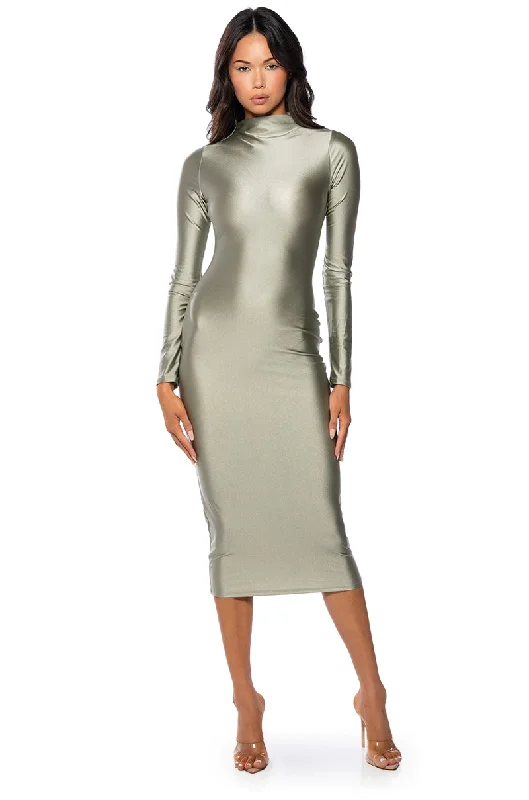 women's machine-washable dressesONE OF ONE LONG SLEEVE MIDI DRESS