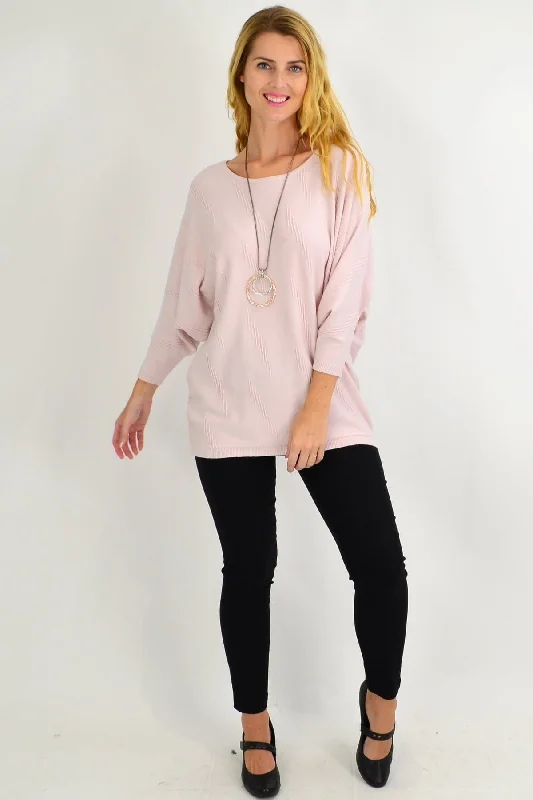 women's coats with satin liningsPink Batwing Super Soft Winter Knit Tunic