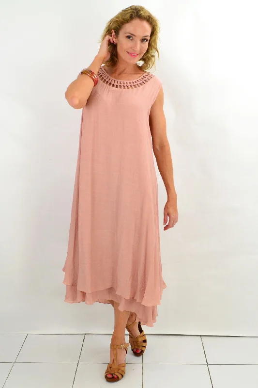 women's coats in bold colorsBlush Grecian Sleeveless Tunic Dress