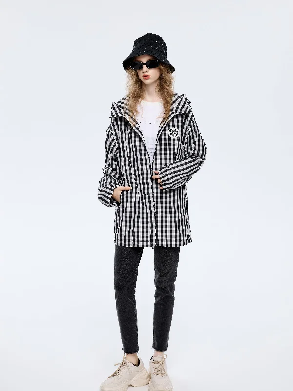 women's coats with embroidered patternsClassic Black And White Check Jacket