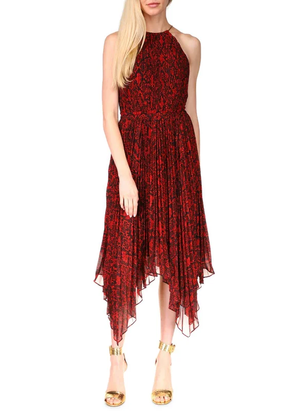 women's apple-shaped body dressesWomens Chiffon Python Midi Dress