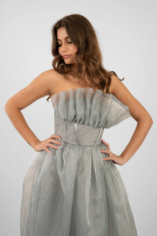 women's handmade dressesNoah Organza Midi Dress in Grey