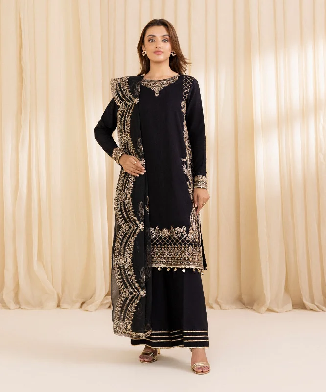 3 Piece - Embroidered Silk Suit