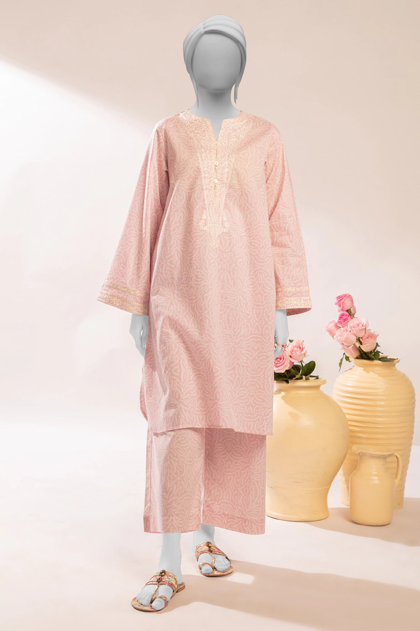 Pink Embroidered 2PC