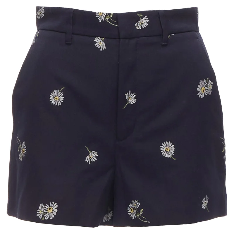 women's workout shortsValentino Garavani cotton daisy floral print high waisted shorts