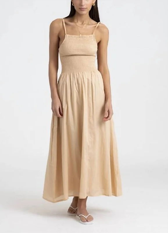 women's high-end dressesNoli Midi Dress in Plain Sand