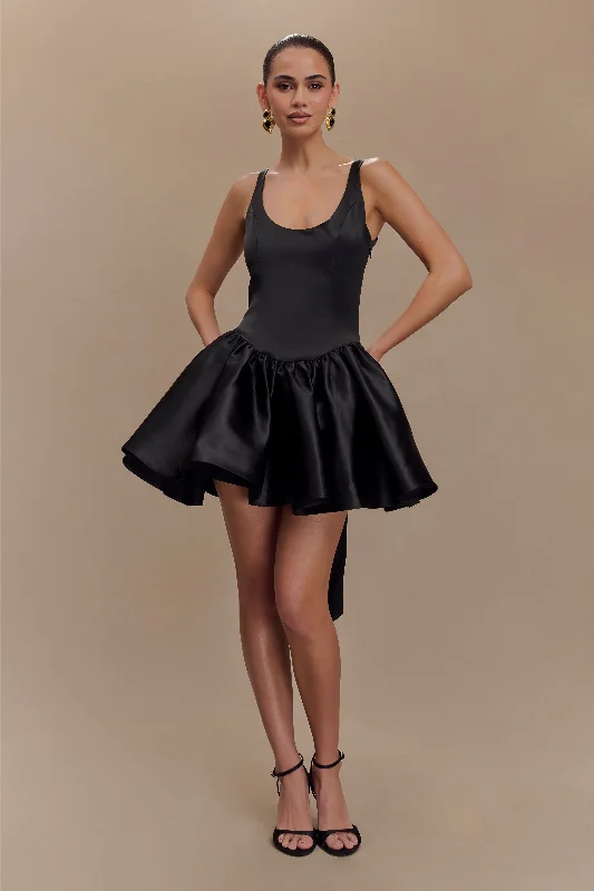 women's petite dressesFelicia Satin Mini Dress With Bow - Black