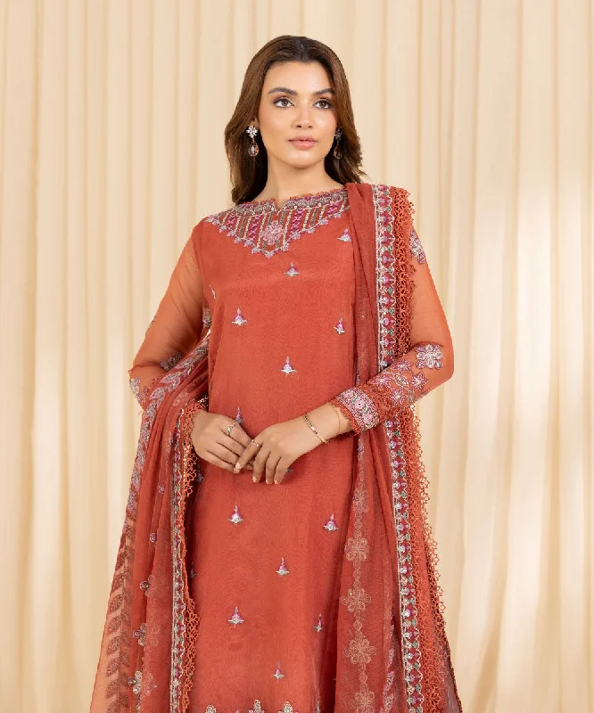 3 Piece - Embroidered Organza Suit