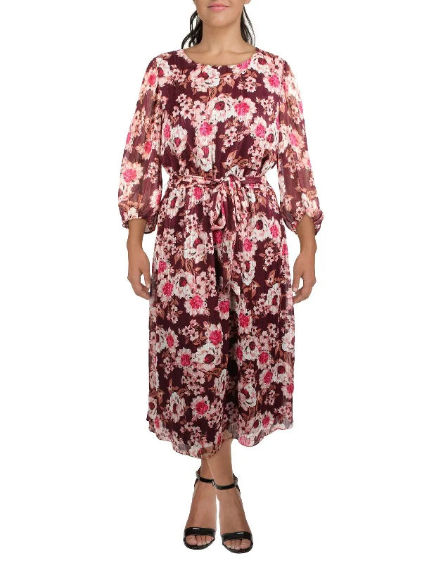 women's eco-friendly dressesWomens Floral Print Long Midi Dress