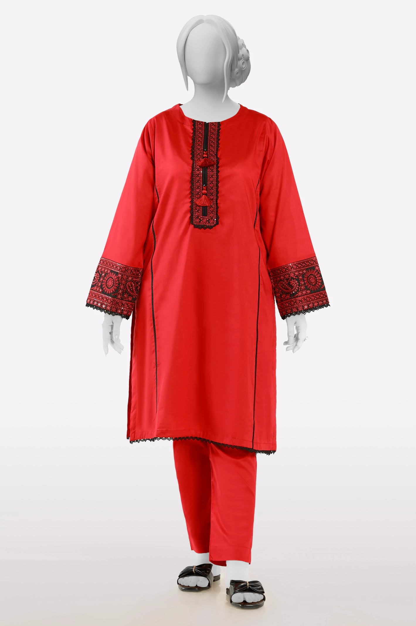 Red Embroidered 2PC