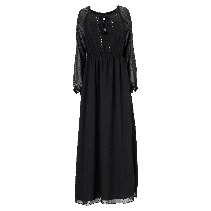 women's chiffon dressesAltuzarra x Target Swiss Dot Maxi Long Sleeve Dress in Black Polyester