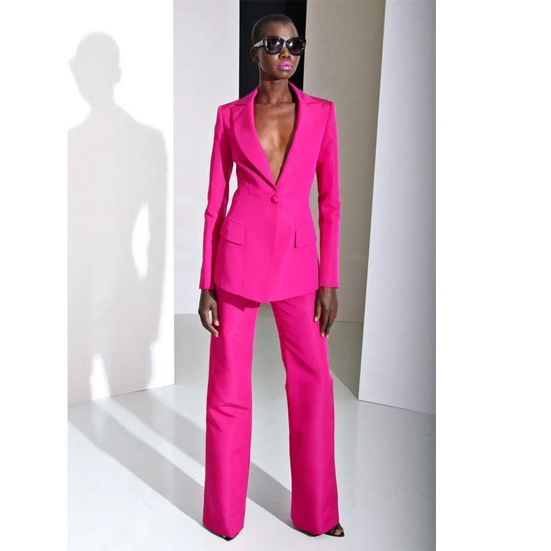 Women Suit Pants, 2-Piece Suit, Rose