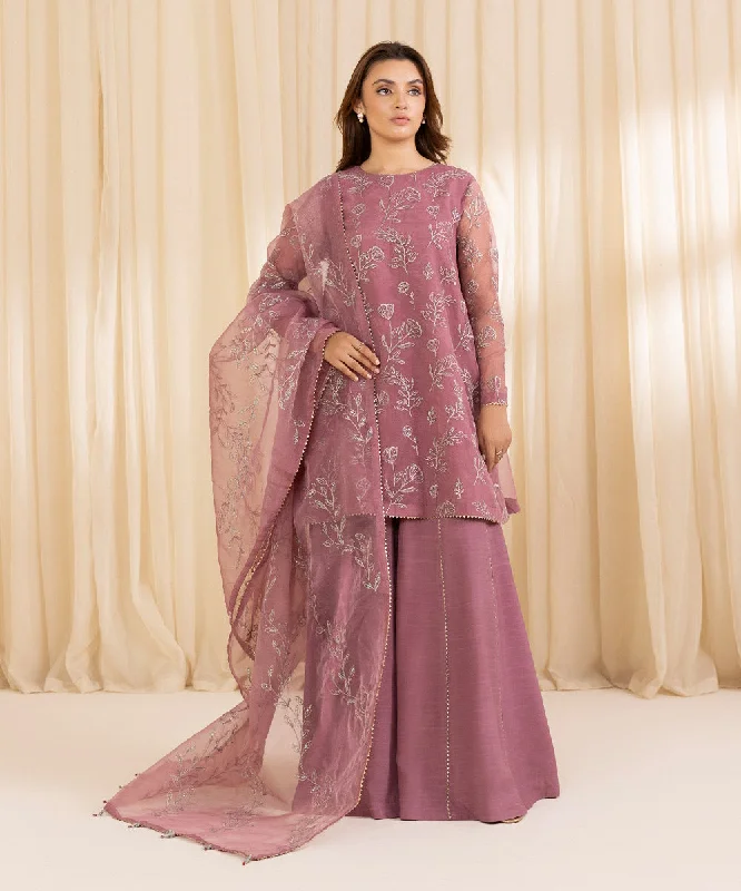 3 Piece - Embroidered Organza Suit