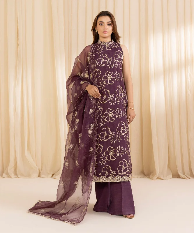 3 Piece - Embroidered Organza Suit