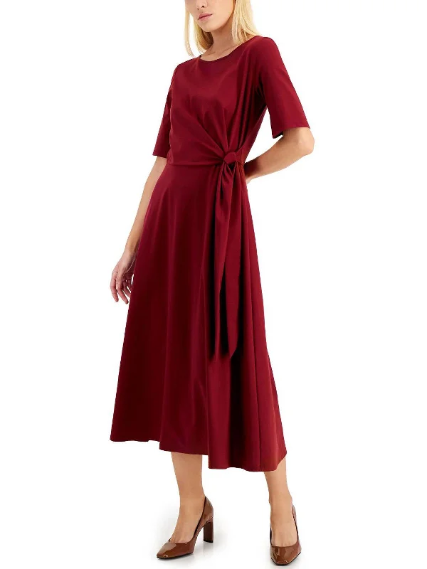 women's sheath dressesGeranio Womens Jersey Tie-Waist Midi Dress