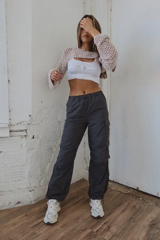 women's elastic waist pantsRESTOCKED :Slate Cargo Jogger