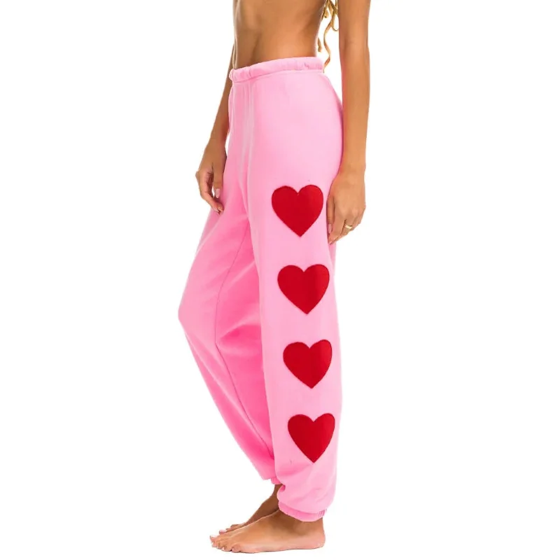 women's plus-size pantsHeart Stitch Sweatpants Neon Pink