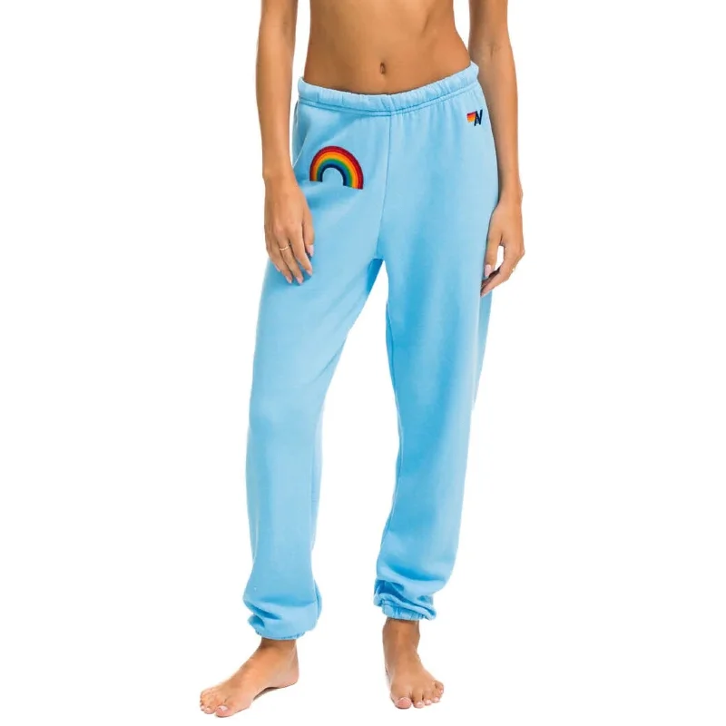 women's ankle-length pantsRainbow Embroidered Sweatpants Sky