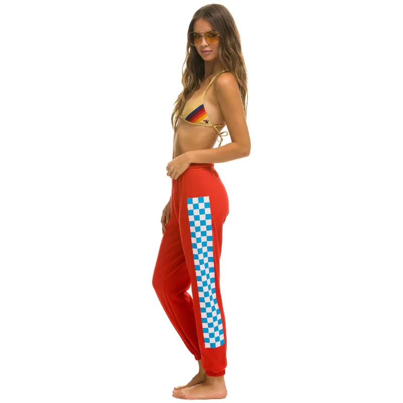 women's corduroy pantsCheck Sweatpants Red