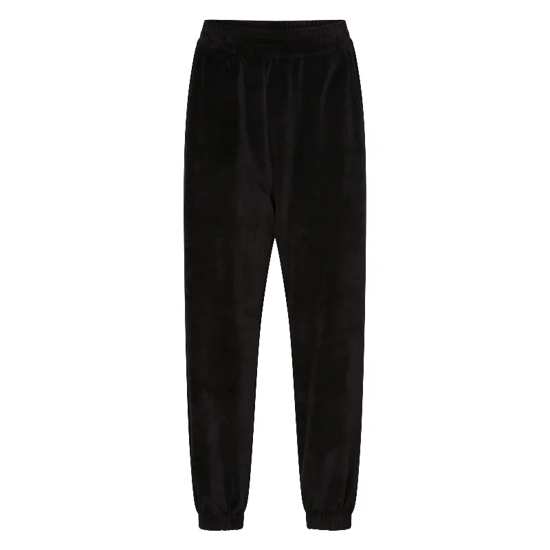 women's trendy pantsVelvet Joggers Black