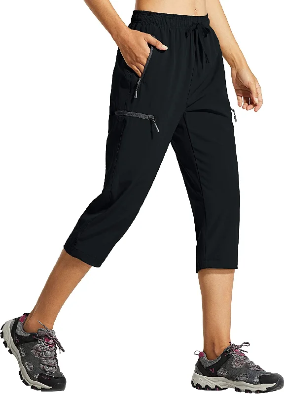 women's travel pantsFashionSierra - Cargo Hiking Pants Lightweight Quick Dry Capri Pants Athletic Workout Casual Outdoor Zipper Pockets