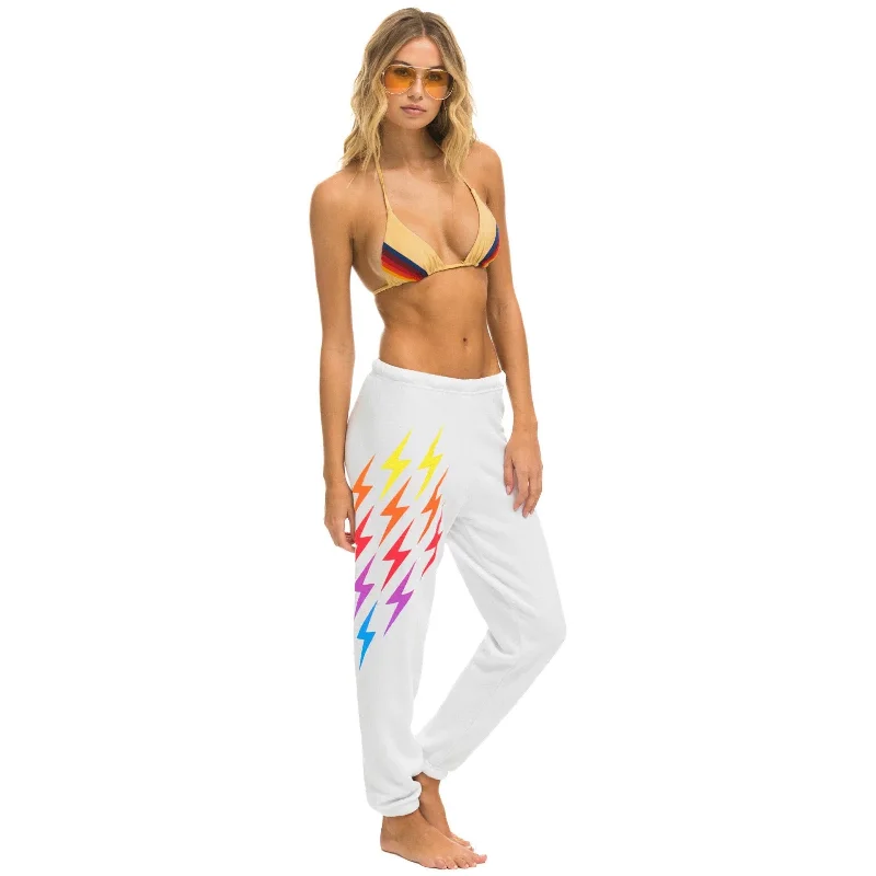 women's trendy pantsBolt Gradient Sweatpants White/Rainbow