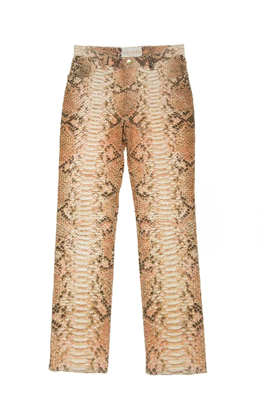 women's cashmere pantsRoberto Cavalli - Vintage Pink Snake Skin Faux Jeans - XS