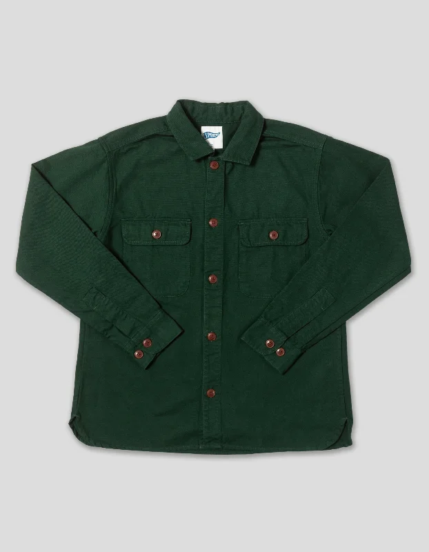 women's sustainable dressesCANVAS OVERSHIRT - DARK GREEN