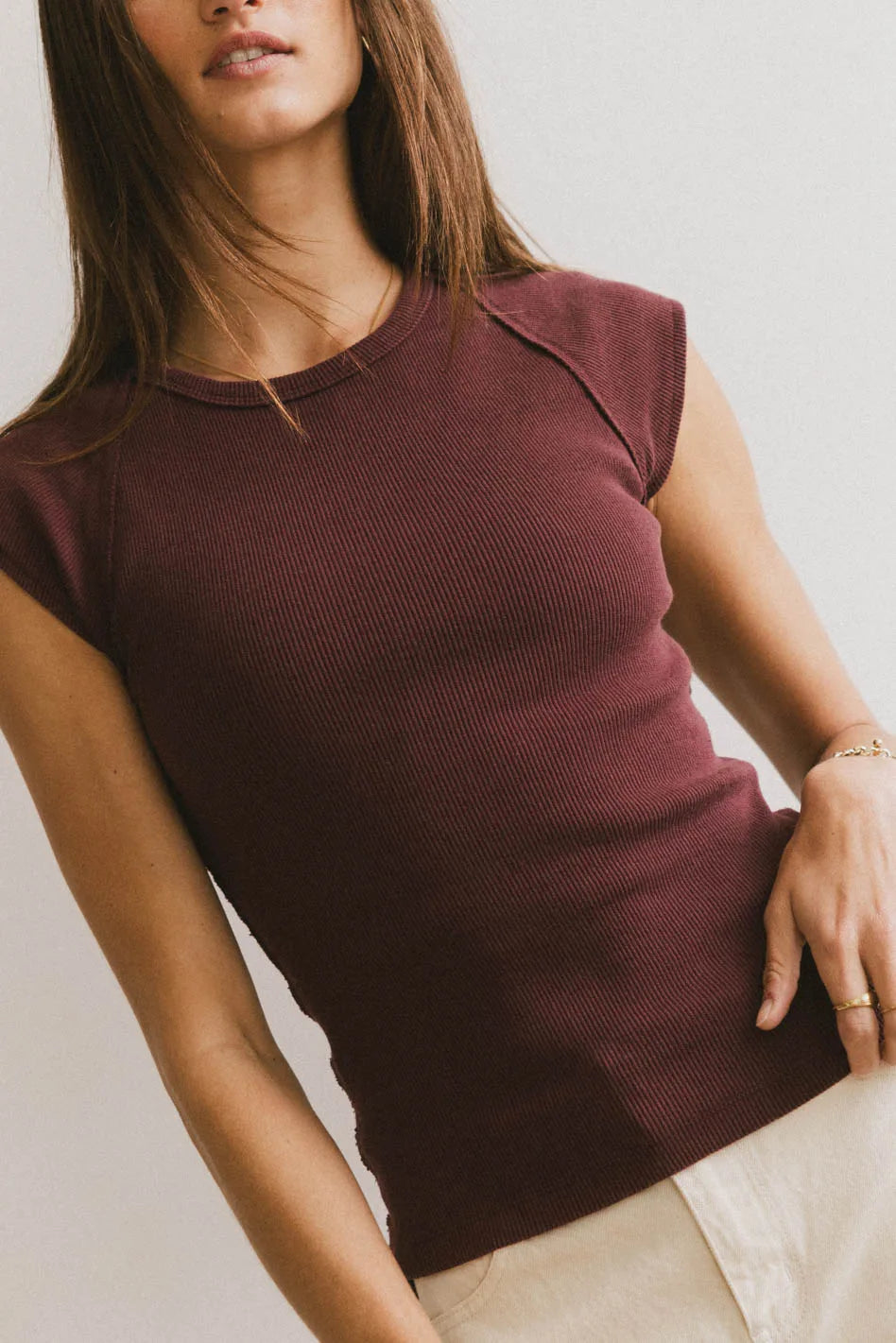 women's eco-friendly dressesHuxley Cap Sleeve Top in Wine