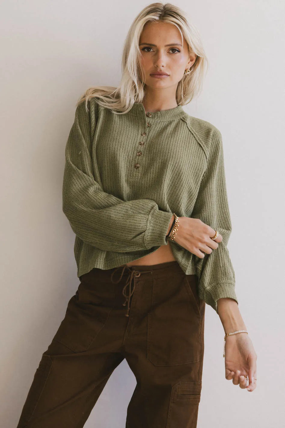 women's unique dressesKami Henley Top in Olive