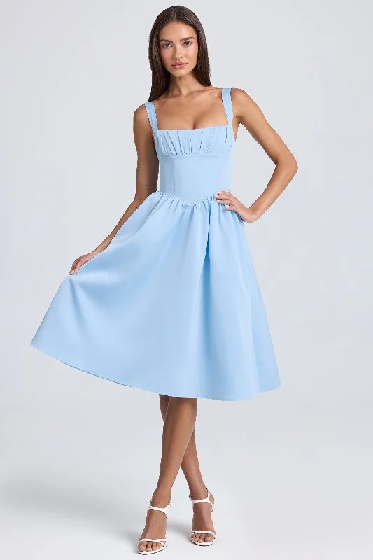 women's A-line dressesDraped Corset Midaxi Dress in Powder Blue