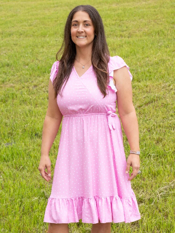 women's handmade dressesMom & Me Pink Polka Dot Dress