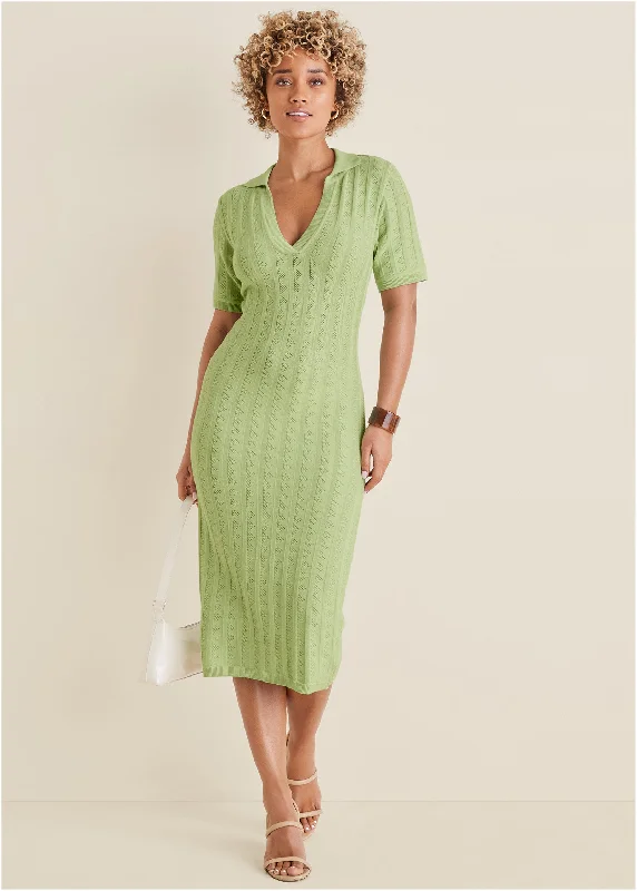 women's eco-friendly dressesPointelle Sweater Dress - Mint