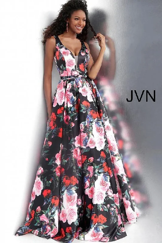 women's cinched-waist dressesJovani 67695 Long Floral Prom Dress