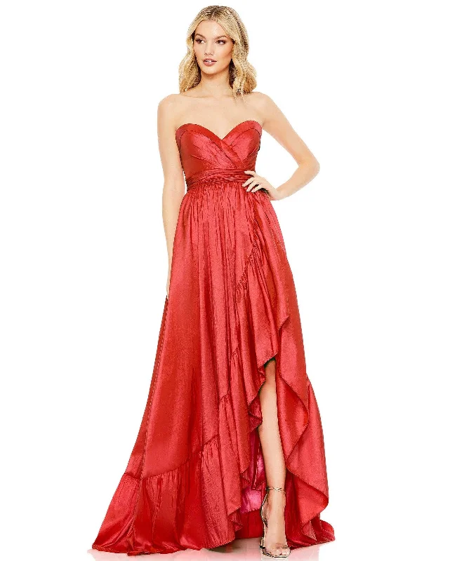 women's flutter-sleeved dressesMac Duggal 68040 High Low Strapless Prom Dress