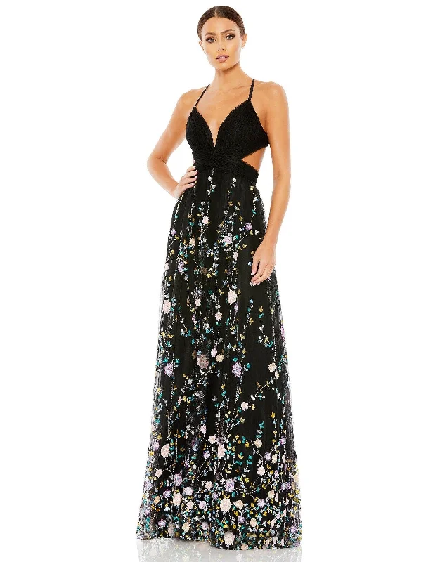 women's maximalist dressesMac Duggal 67976 Long Formal Floral Prom Dress