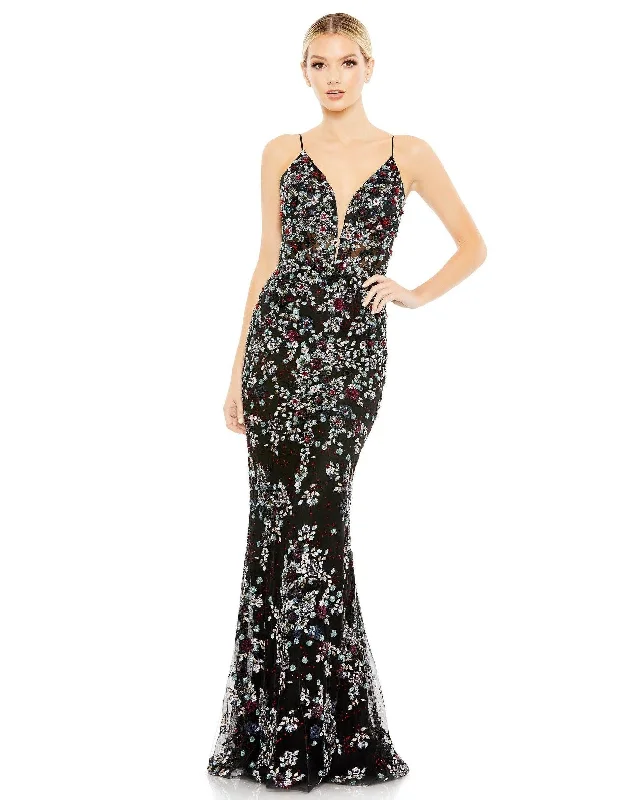 women's party dressesMac Duggal 20332 Prom Long Formal Floral Print Gown