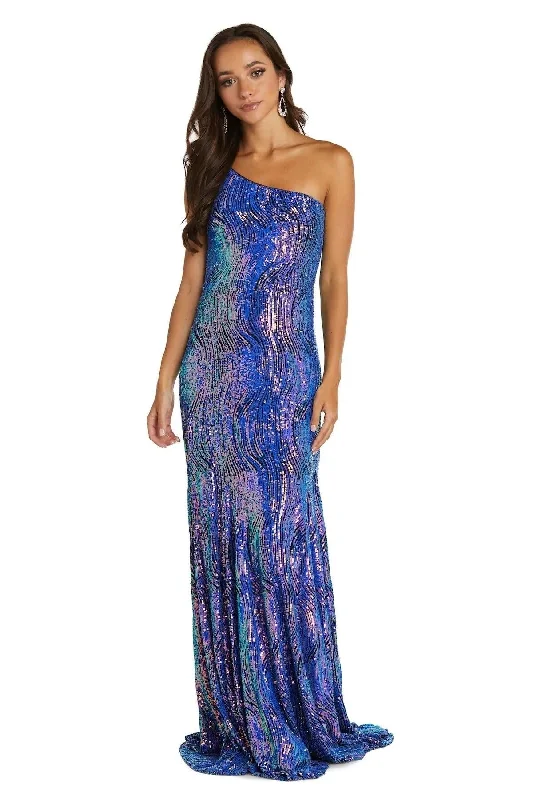 women's casual dressesMorgan & Co 22124J Prom One Shoulder Long Gown