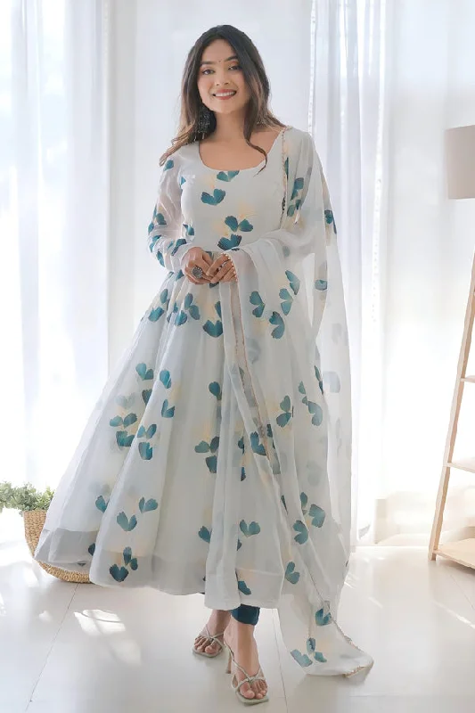 women's affordable dressesDigital Printed Simple Gown Design For Raksha Bandhan