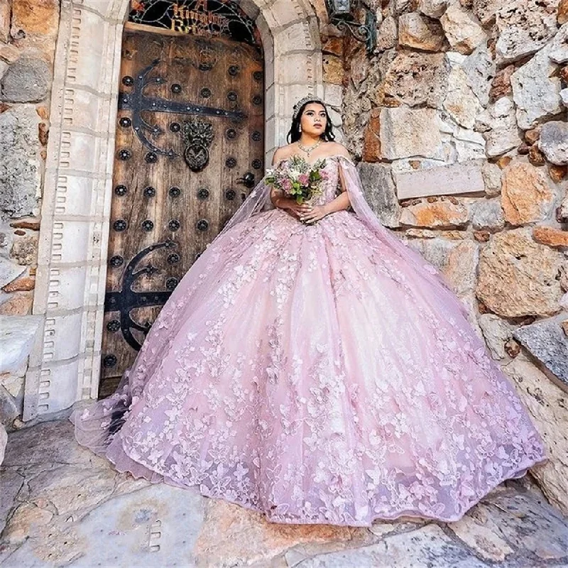 women's ruffle dressesLilac Quinceanera Dresses Ball Gown Off The Shoulder Appliques Lace Sweet 16 Dresses 15 Años Mexican